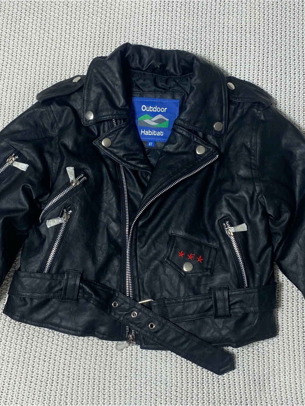 Kids' Black Faux Leather Biker Jacket